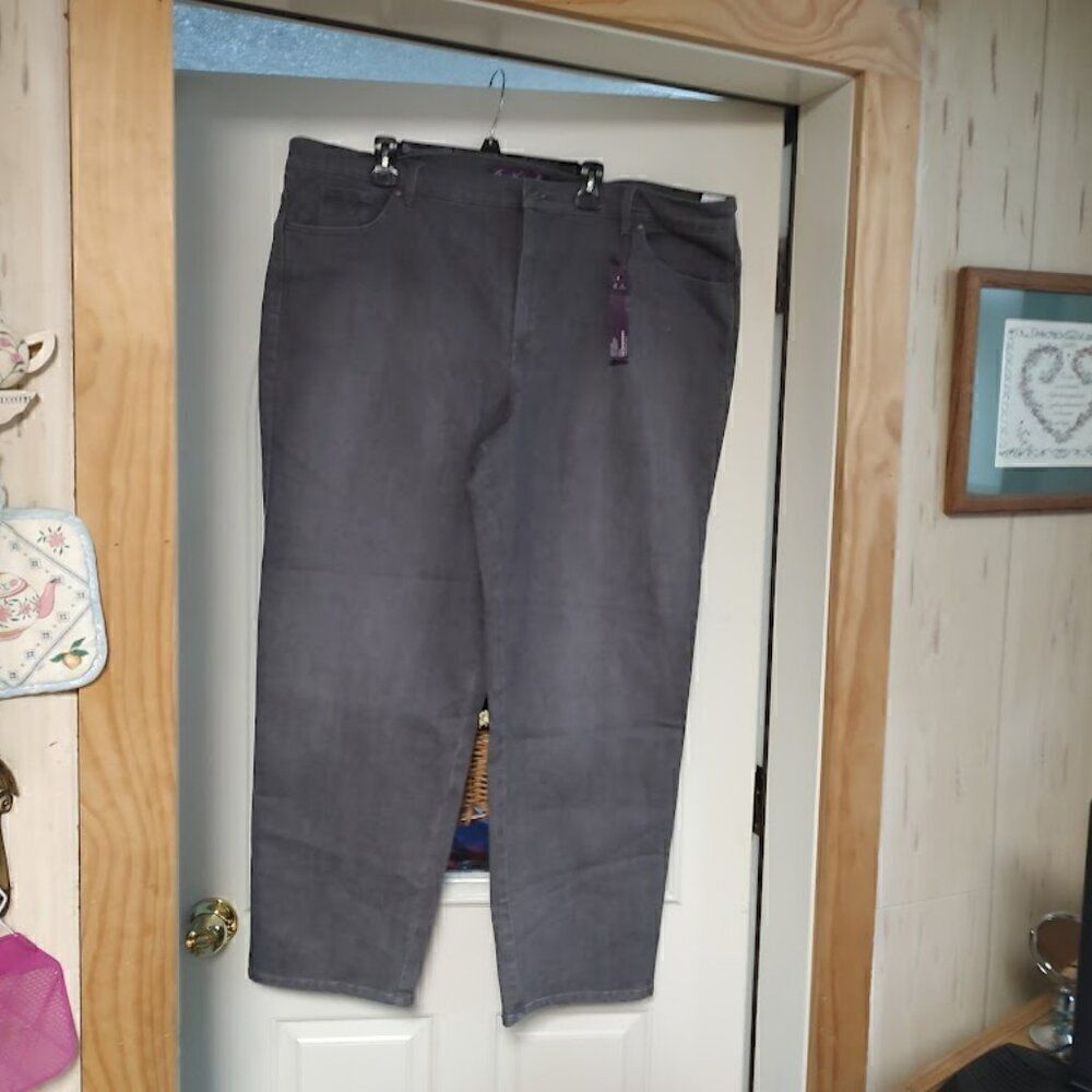 New Gloria Vanderbilt Classic Fit Gray Mid Rise Tapered Leg Jeans Women's 24W
